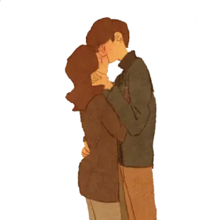 😘 061d4342 beijo, amor, casal, romance, emoções, ilustração telegram sticker