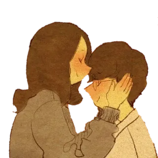 🤗 18e5e5a6 casal, amor, relacionamento, desenho animado, abraço, beijo telegram sticker