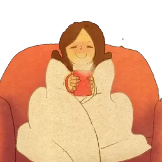 ☺️ 1d6c93ef aconchegante, relaxante, conforto, inverno, quente, cobertor, menina, café telegram sticker