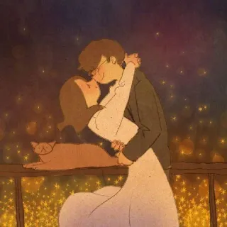 🤗 4e25edd1 amor, casal, romance, gato, fofo, ilustração, arte telegram sticker