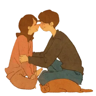 🤗 5f68bb35 casal, amor, gato, íntimo, ilustração telegram sticker