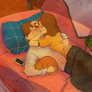 👫 683c4357 casal, beijando, gato, amor, carinho, união, romance telegram sticker