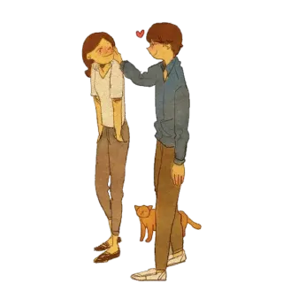 😊 708188d9 casal, amor, gato, carinho, fofo, relacionamento, desenho, ternura telegram sticker