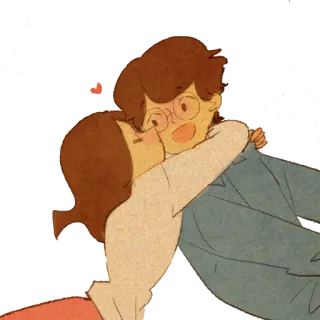 😘 79109947 amor, casal, beijo, desenho animado, romântico, afeição, juntos telegram sticker