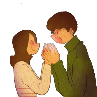 👫 8ceed9b4 casal, amor, relacionamento, desenho animado, de mãos dadas telegram sticker