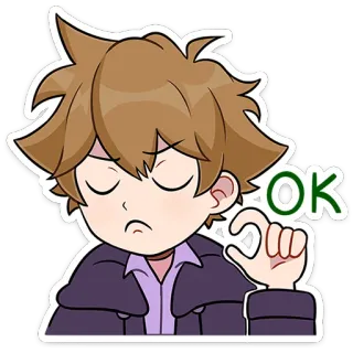 👌 09c06d5b OK 好的, 手势, 动漫, 卡通, 男孩, 同意 whatsapp sticker