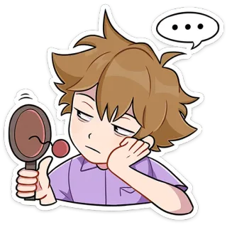 ⭐ 277d229b 卡通, 角色, 镜子, 想法, 疲惫 whatsapp sticker