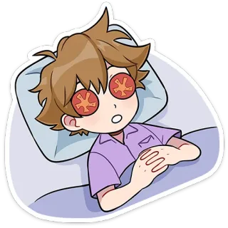 ⭐ d0d2b227 卡通, 动漫, 角色, 床, 困 whatsapp sticker