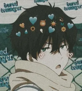 💓 efaf45b9 bored teenager 애니메이션, 십대, 하트, 해바라기, 지루한, 소년, 만화 telegram sticker