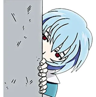 🔷 1d81dbac Rei Ayanami Neon Genesis Evangelion 动漫, 女孩, 可爱, 偷看, 新世纪福音战士 telegram sticker