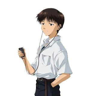 🔷 469b89bc Shinji Ikari Neon Genesis Evangelion 动漫, 青少年, 音乐, 耳机, 男孩 telegram sticker
