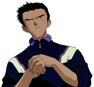 🔷 5558809d Makoto Hyuga Neon Genesis Evangelion 动漫, nerv, 严肃, 思考, 伊吹摩耶, 新世纪福音战士 telegram sticker