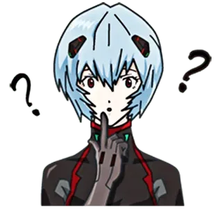 🔷 efacfc67 Rei Ayanami Neon Genesis Evangelion 动漫, 女孩, 角色, 问题, 思考 telegram sticker