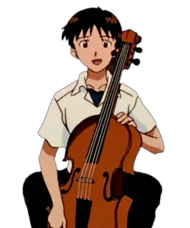 🔷 fabd742f Shinji Ikari Neon Genesis Evangelion 动漫, 大提琴, 音乐, 角色, 男孩 telegram sticker