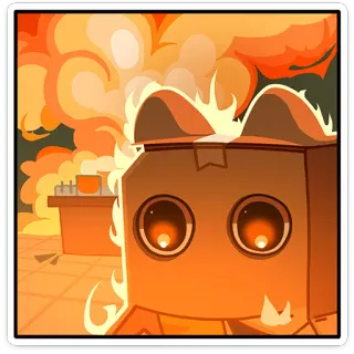 😓 4f85cd78 dibujo animado, explosión, fuego, caja, animal, gato telegram sticker