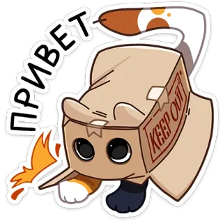 👋 5638c687 ПРИВЕТ gato, caja, lindo, saludo, animal, pegatina telegram sticker
