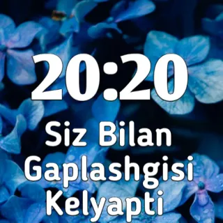 🔐 854b630e 20:20
Siz Bilan
Gaplashgisi
Kelyapti Blumen, Blau, Zahlen, Text, Usbekisch telegram sticker