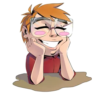 😁 f162423f Hoạt hình, Con trai, Kính, Cười, Vui vẻ, Mọt sách telegram sticker