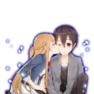 😍 29232e47 อนิเมะ, จูบ, ความรัก, การ์ตูน, คู่รัก telegram sticker