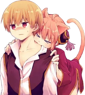 😍 c7f7ef2a อนิเมะ, สาวหูแมว, เขิน, กัดคอ, คู่รัก, แฟนตาซี telegram sticker