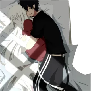 😪 e694de7c อนิเมะ, นอนหลับ, กอด, คู่รัก, เตียง, ความรัก telegram sticker