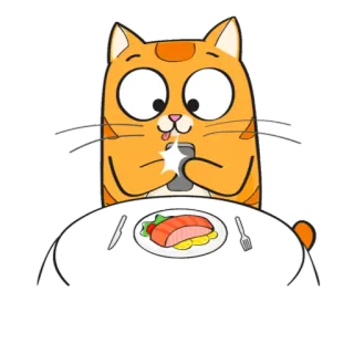 🍗 e41afa08 猫, 食物, 晚餐, 手机, 可爱, 卡通 telegram sticker