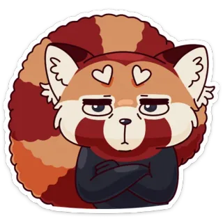 😑 13f0a0dc 레서판다, 동물, 귀여운, 하트 눈, 만화, 스티커 telegram sticker