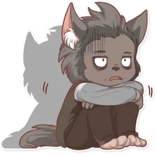 😨 0bb1b39e оборотень, грустный, сонный, антропоморфный, фурри telegram sticker