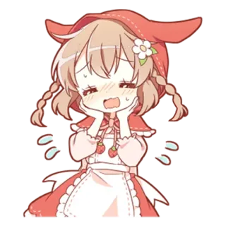 ☺️ 3bfefc71 Аниме, Девушка, Милая, Взволнованная, Красная шапочка telegram sticker