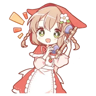 📞 5a13e33f Аниме, Милый, Девочка, Красная Шапочка, Чиби, Мультфильм telegram sticker