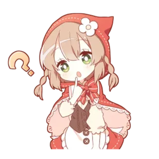 ❓ a2727b52 Аниме, Вопросительный знак, Девушка, Иллюстрация, Милый telegram sticker