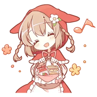 🎁 c64f5c3a Little Red Riding Hood Красная шапочка, сказка, мультфильм, аниме, красная шапка, корзина telegram sticker