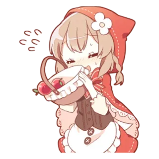 🍒 f2962708 аниме девушка, красная шапочка, милая, корзина, аниме, каваий telegram sticker