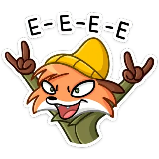 🤟 0fcc73b0 E-E-E-E-E 여우, 만화, 스티커, 동물, 모자, 제스처, 쾌활한 telegram sticker
