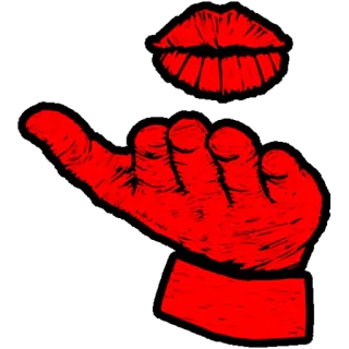 💋 5cf5123f рука, губы, поцелуй, жест, красный whatsapp sticker