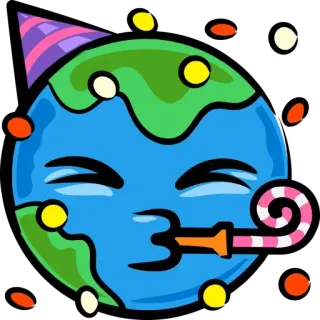 🥳 38d36b91 Terra, festa, celebrazione, pianeta, compleanno, emoji, coriandoli telegram sticker