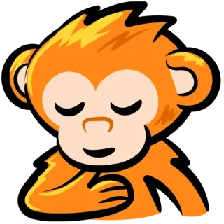 😊 4b17bb99 scimmia, carino, cartone animato, animale, arancione, meditazione, pacifico telegram sticker