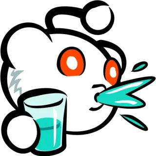 😳 57b05eb6 reddit, alieno, snoo, bere, bicchiere, acqua, avatar, mascotte telegram sticker