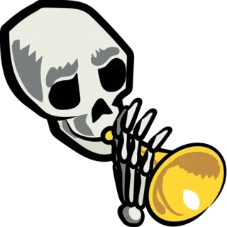 💀 5c83c2cd scheletro, tromba, musica, osso, strumento musicale, scheletro tromba telegram sticker