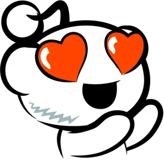 😍 6624a811 Snoo Reddit, Snoo, mascotte, occhi a cuore, amore telegram sticker