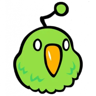 😐 7a6784fe verde, uccello, pappagallo, cartone animato, adesivo, carino telegram sticker