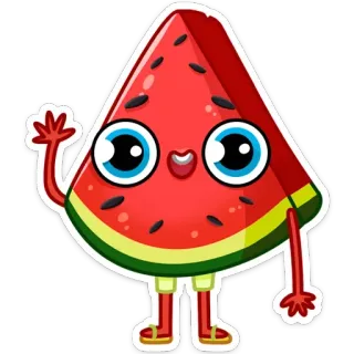 👋 3fb09d09 arbuz, owoc, słodki, kawaii, kreskówka, jedzenie, lato, ilustracja telegram sticker