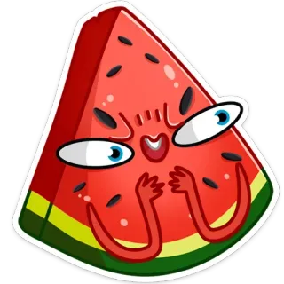 😈 e2aa5bb9 arbuz, owoc, kreskówka, zabawny, jedzenie, kawaii telegram sticker