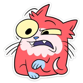 🥴 daa147f0 мультяшный кот, смешное животное, глупое выражение лица, стикер, иллюстрация, мультфильм, юмор, причудливый telegram sticker