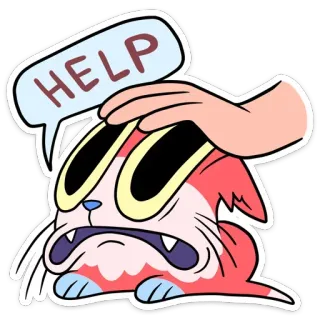 😳 55af801c HELP chat, dessin animé, animal, autocollant, aide, animal de compagnie, mignon, vieilli telegram sticker