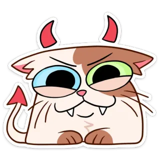 😈 19526470 猫, 悪魔, 漫画, かわいい, 角, 尻尾, 動物, 面白い telegram sticker