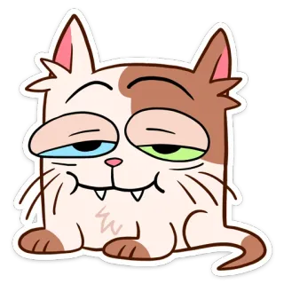 😒 eec24bf2 猫, 漫画, 正方形, 動物, 眠い, ペット telegram sticker