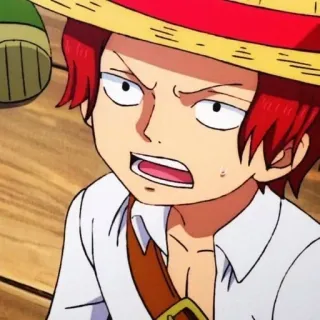 🤨 1fcdc7a2 Shanks One Piece อนิเมะ, โจรสลัด, ผมแดง, หมวกฟาง, สีหน้า telegram sticker