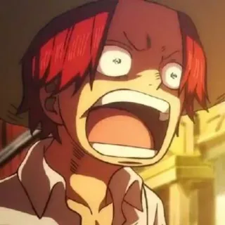 🤬 297a2f1a Shanks One Piece อนิเมะ, แชงคส์, วันพีซ, ตกใจ, ปฏิกิริยา, ผมแดง telegram sticker