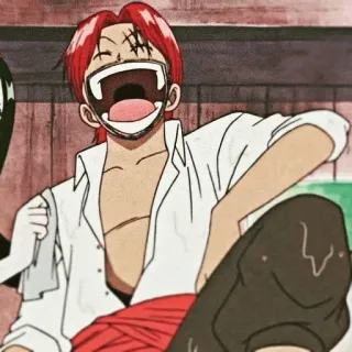 😂 8e782363 Shanks One Piece อนิเมะ, วันพีซ, แชงคส์, โจรสลัด, หัวเราะ telegram sticker